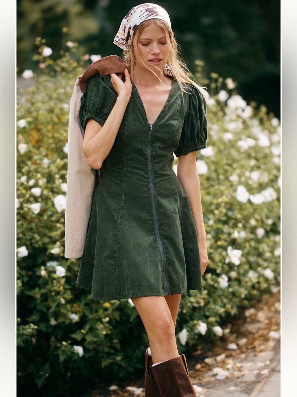 Anthropologie The Calder Puff-Sleeve Corduroy Mini Dress - Picture 3 of 4